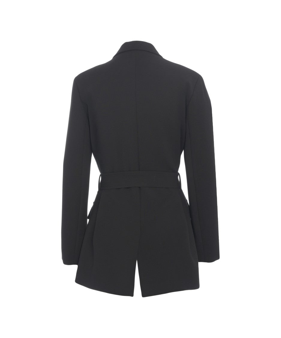 Ottod'ame Tailored Blazer With Waist-Cinching Belt And Notch Collar