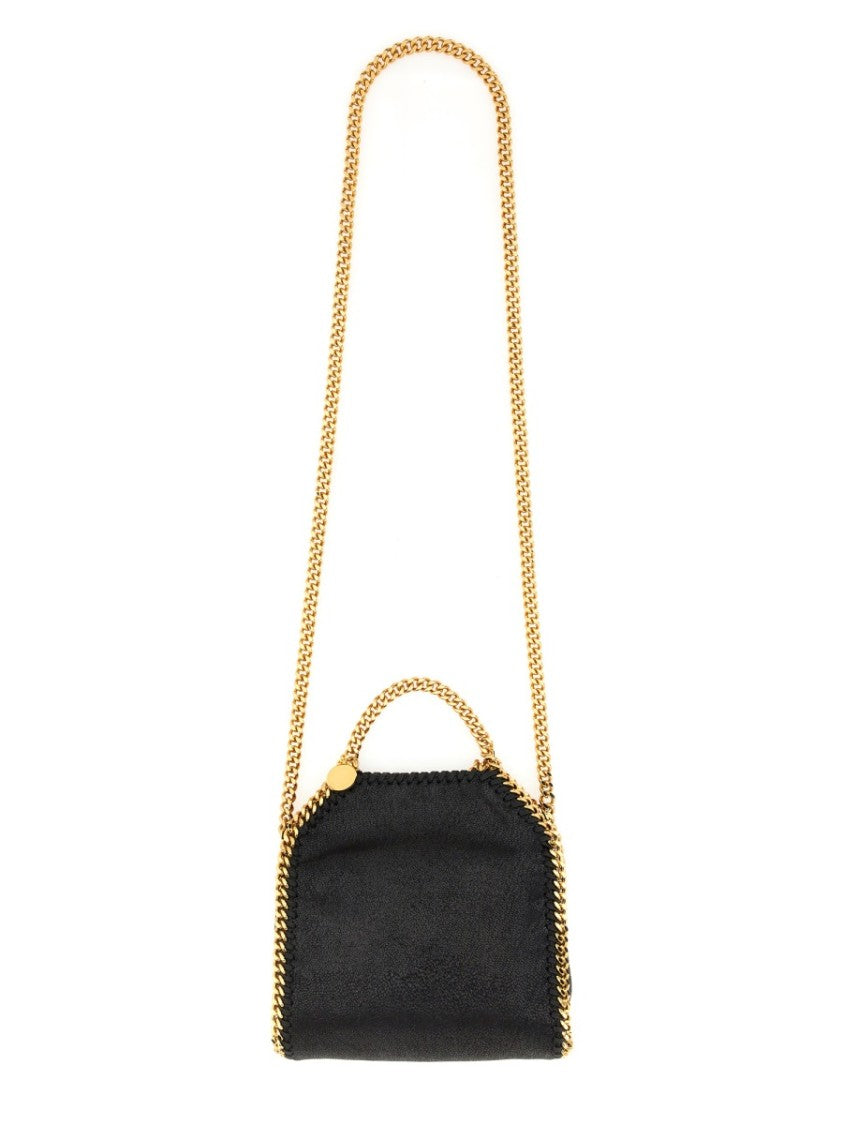 Stella Mccartney Textured Black Tote With Gold Chain Trim By Stella Mccartney