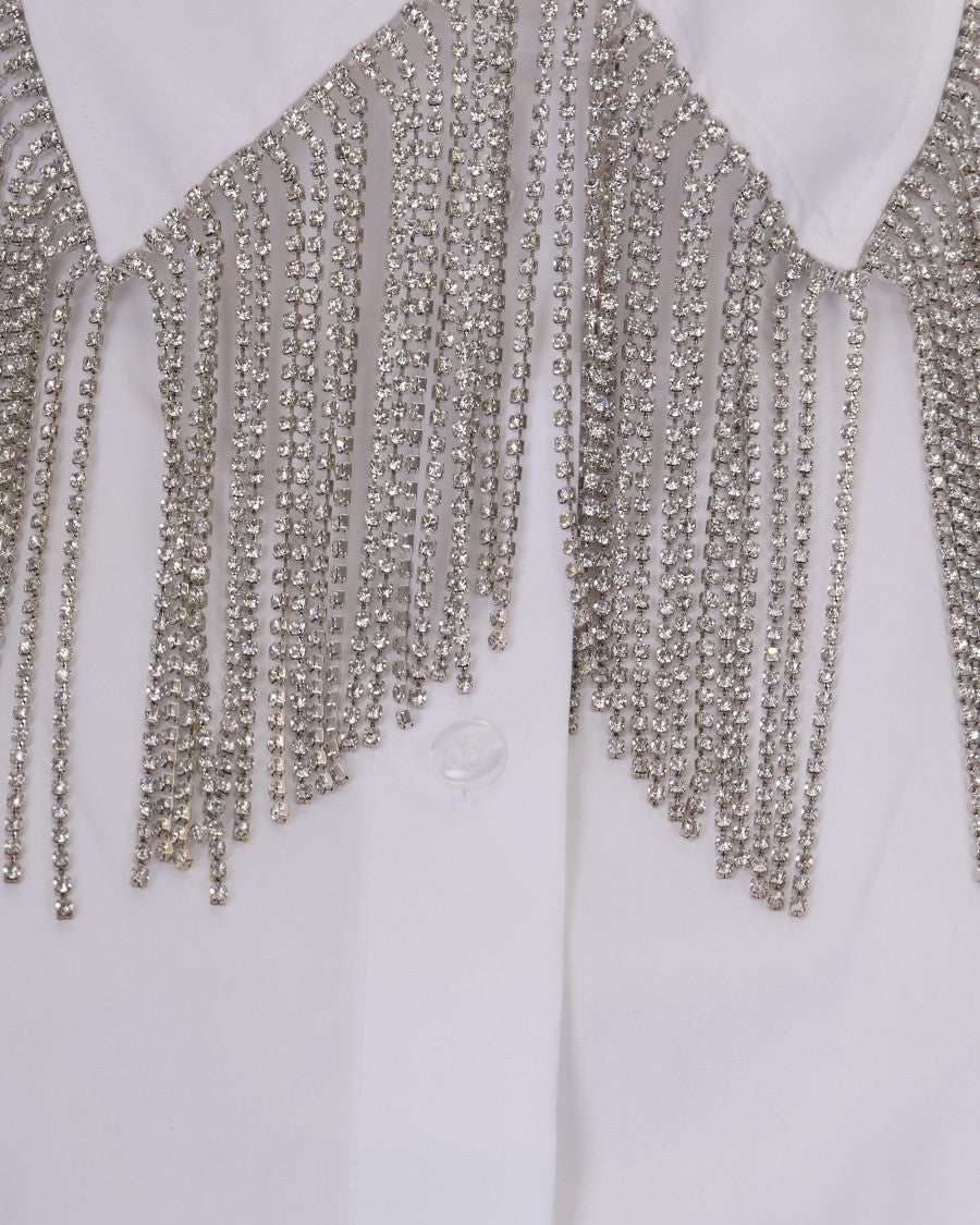 Sportmax White Pesi Jewel Fringe Cotton Shirt