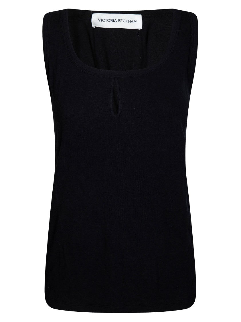 Victoria Beckham Fitted Keyhole Ruched Tank Top