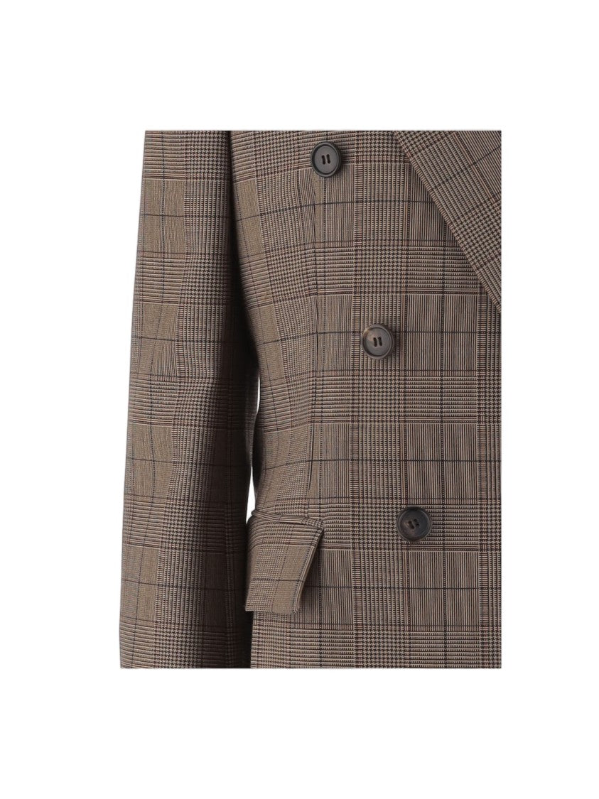 Chloé Double-Breasted Wool Jacket With Classic Lapel And Check Pattern