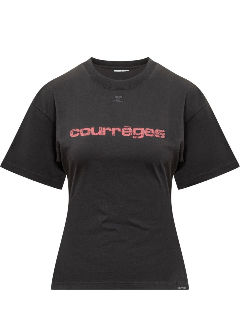 Courrèges Fitted Short-Sleeved T-Shirt With Bold Logo Detail