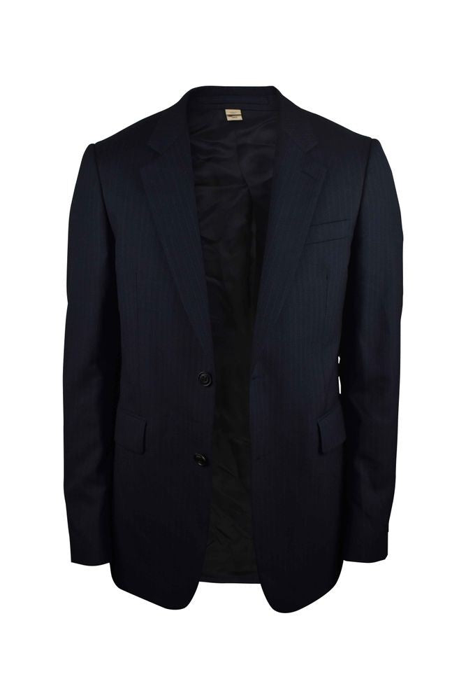 Burberry Navy Blue Pinstripe Suit Jacket