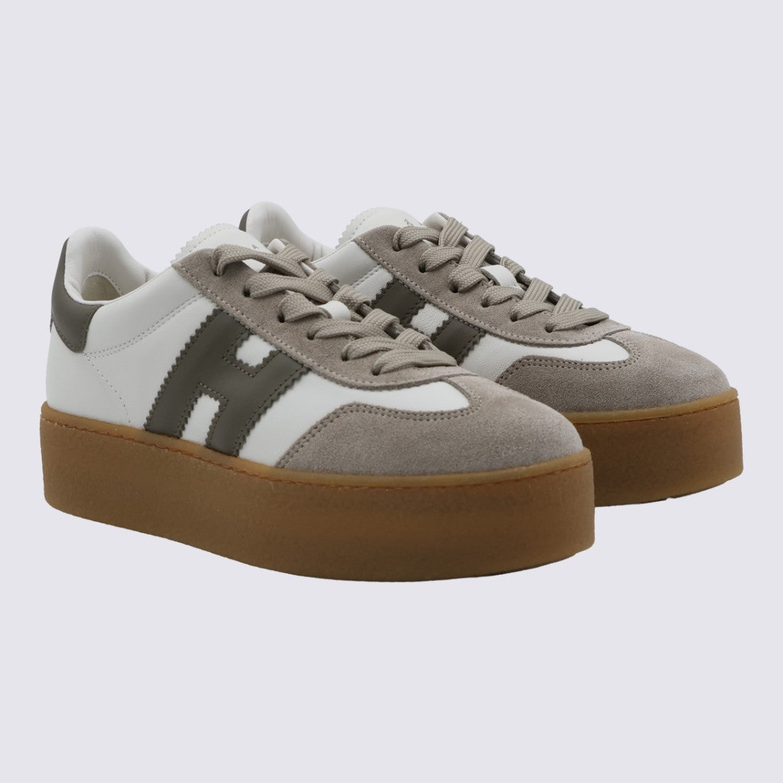 Hogan Platform Sneakers With Taupe Suede Accents