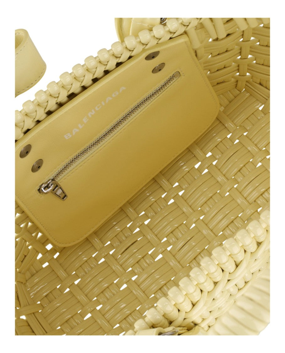 Balenciaga Woven Patent Basket Bag With Adjustable Strap