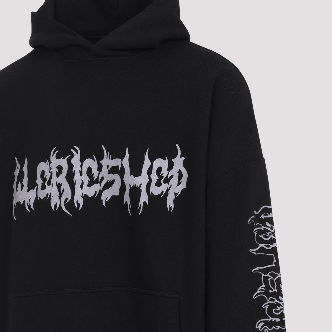 032C Faithless Oversized Black Cotton Hoodie