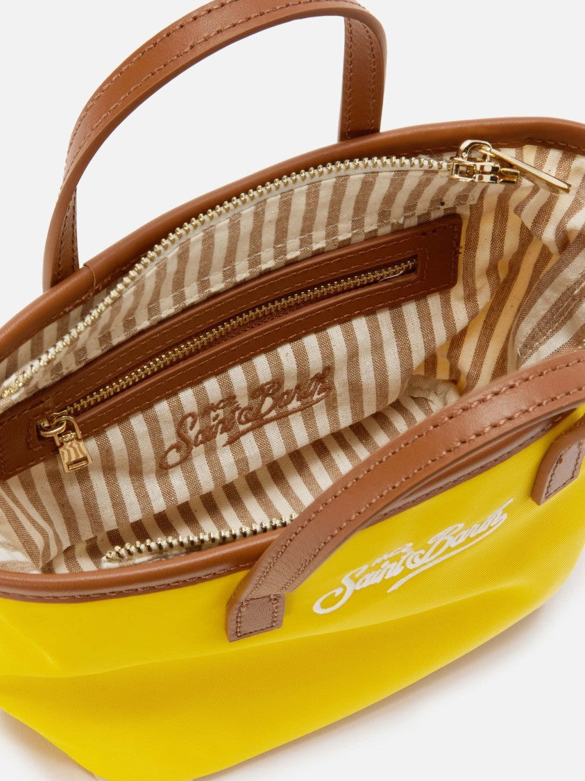 Mc2 Saint Barth Vibrant Mini Nylon City Bag With Leather Accents