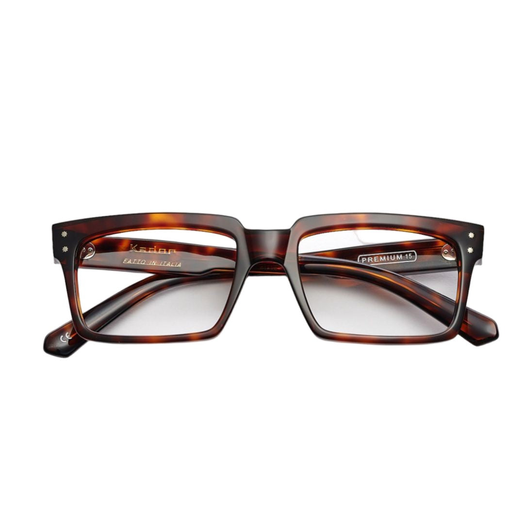 Kador Premium 15 Bold Rectangular Tortoiseshell Sunglasses With Metallic Accents