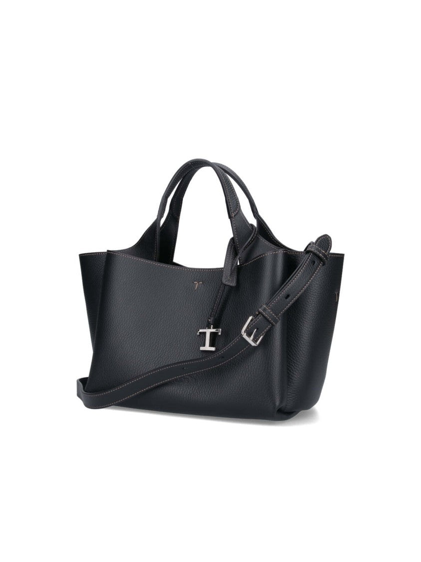 Tod's Textured Black Leather Mini Tote Bag