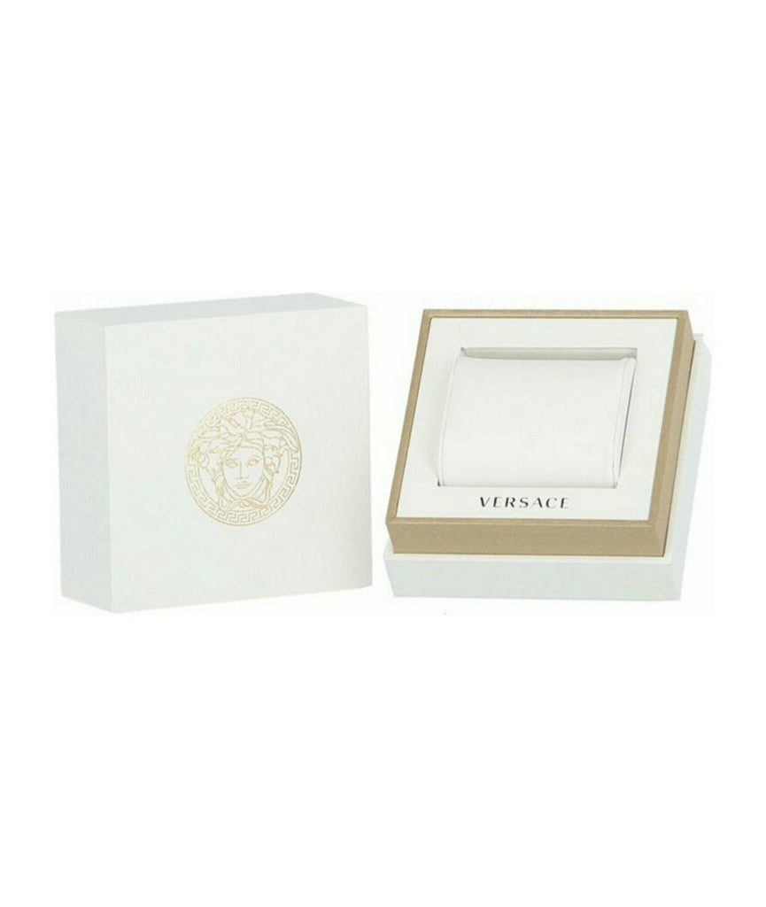 Versace Palazzo Empire Greca Diamond Quartz Watch With Black Leather Strap