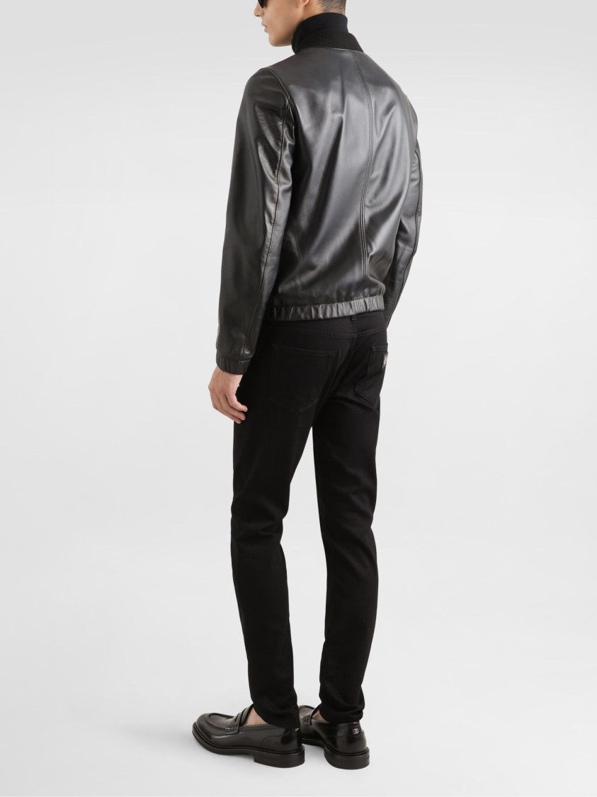 Dolce & Gabbana Slim Fit Black Jeans With Classic Five-Pocket Design And Logo Detail