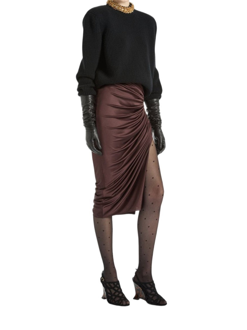 Balmain Ruched Midi Skirt With Gathered Detail