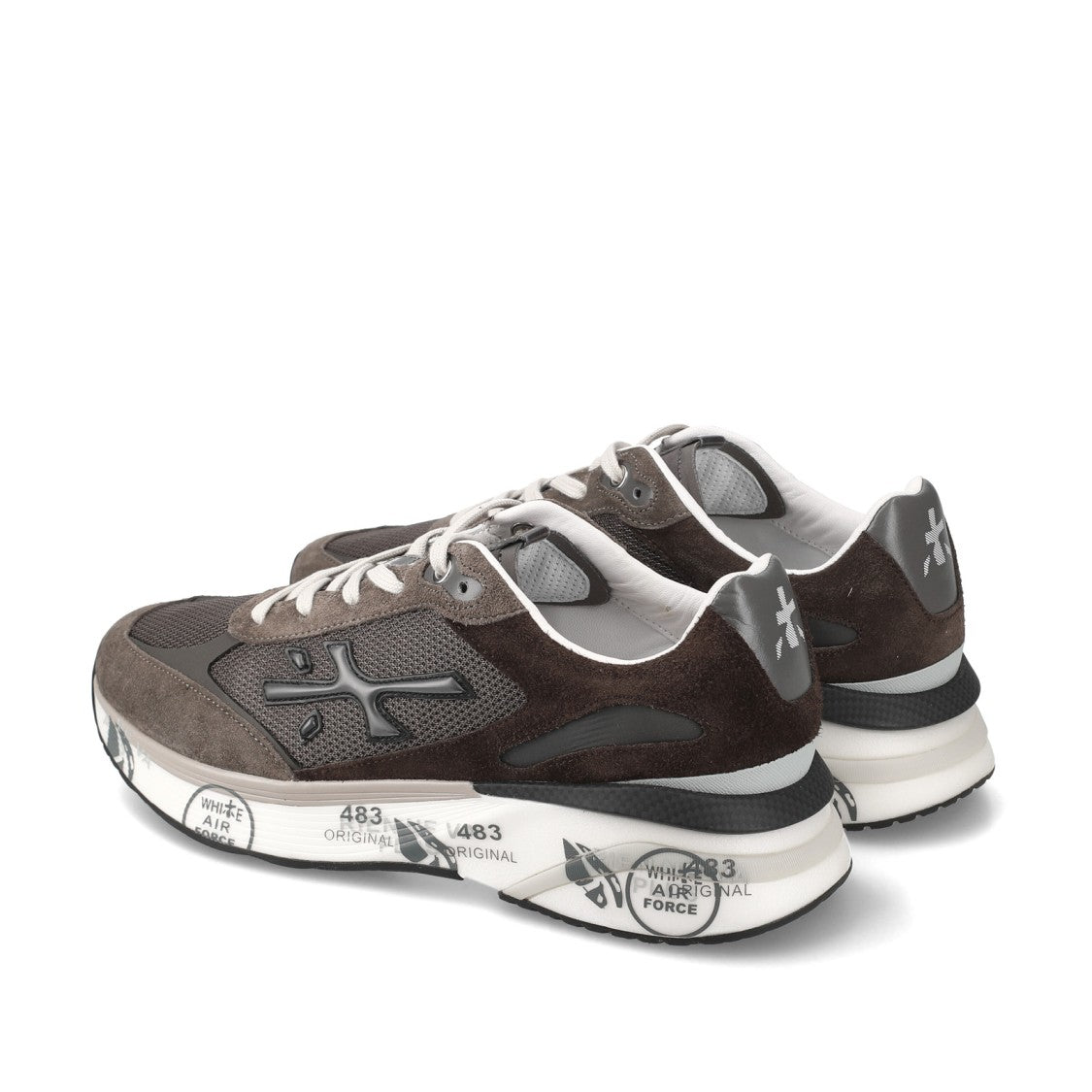 Premiata Moerun Sneakers In Brown Suede And Technical Fabric