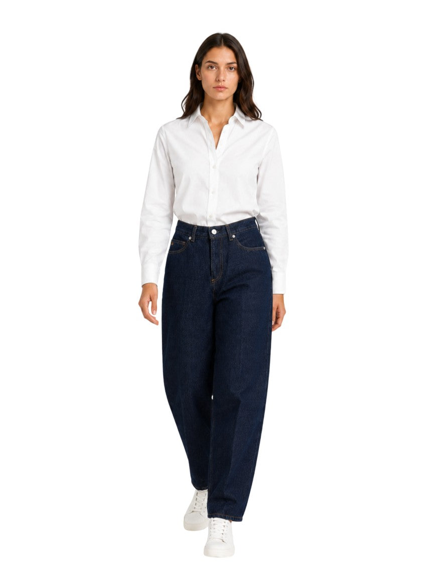 Nine In The Morning Dark Blue High-Waist Slim-Fit Denim Jeans
