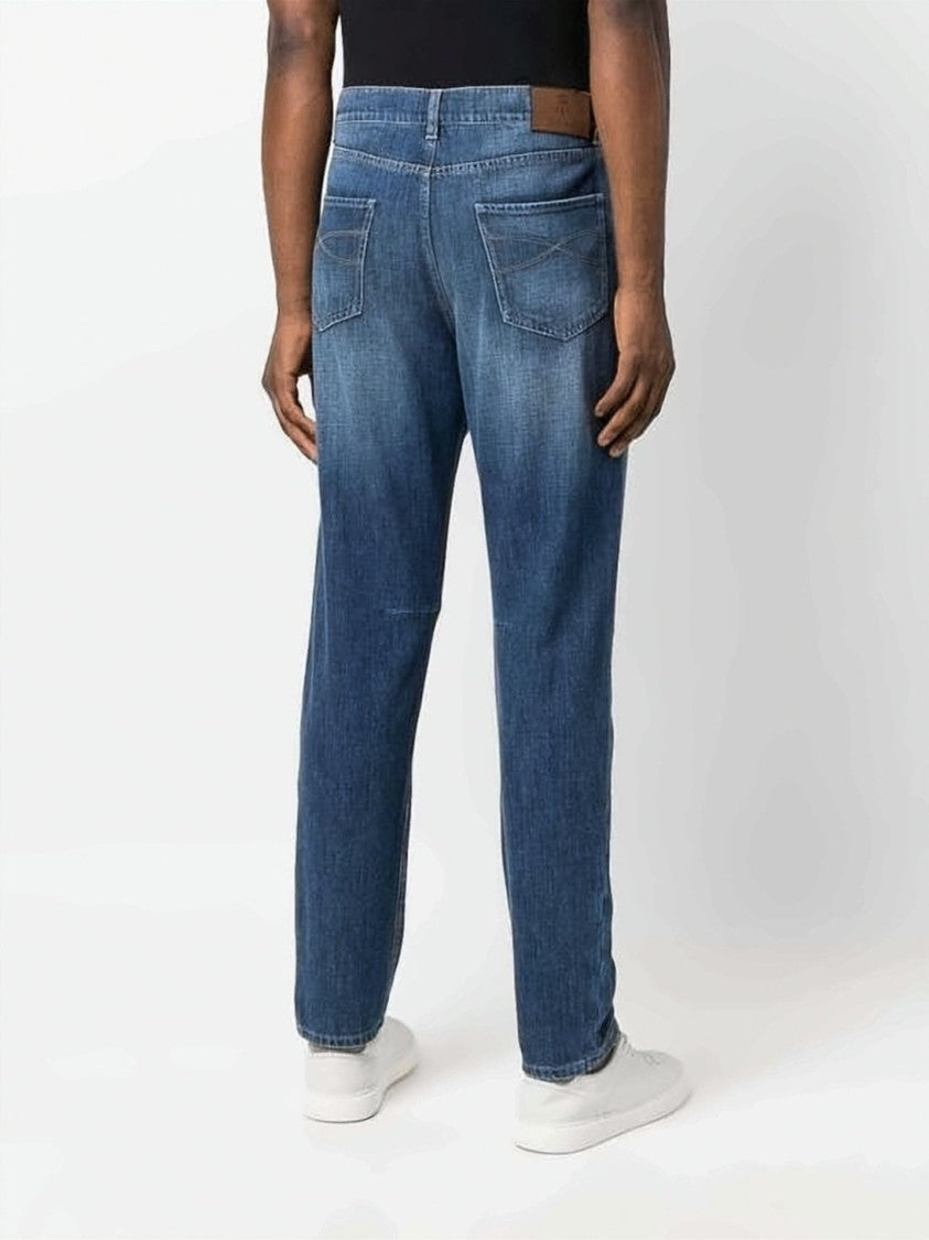 Brunello Cucinelli Medium Wash Straight-Leg Denim Pants