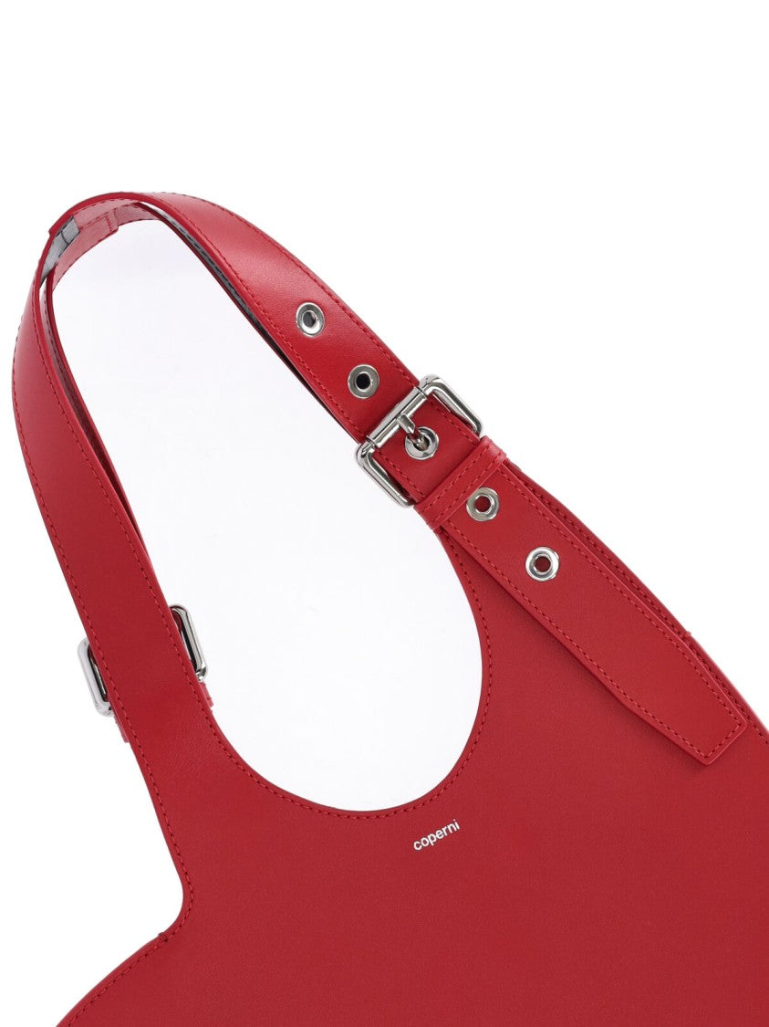 Coperni Heart-Shaped Red Calfskin Tote Bag With Adjustable Handle