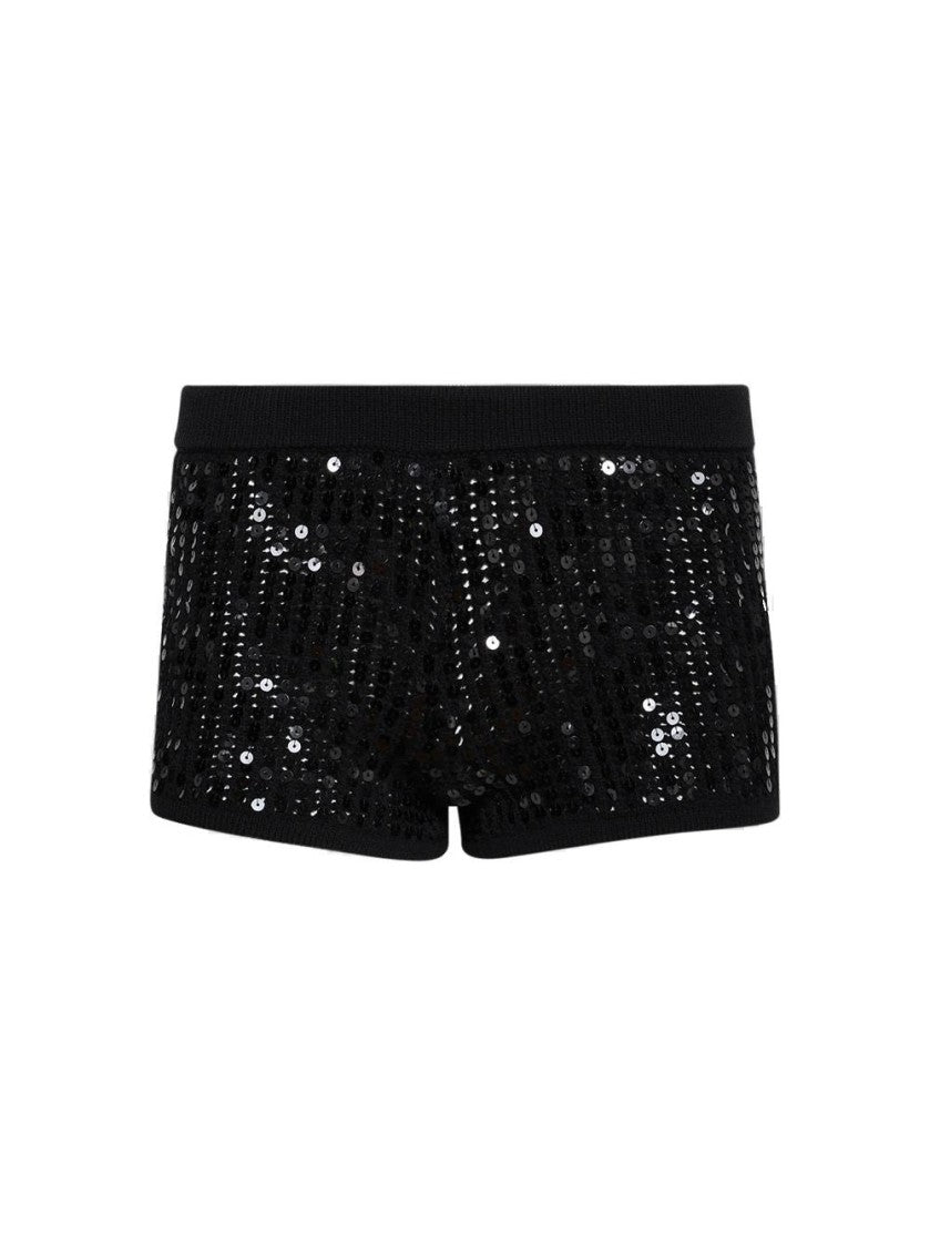 David Koma Sequin Knit Shorts - Black
