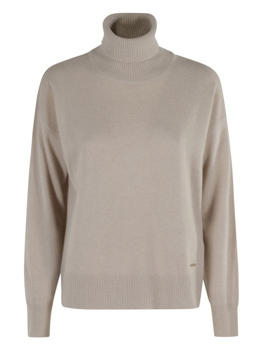 Woolrich Beige Turtleneck Sweater With Ribbed Detailing