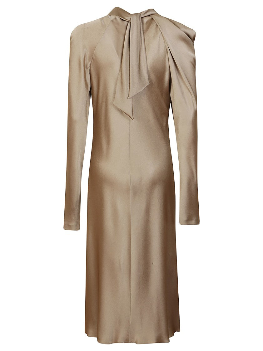 Alberta Ferretti Draped Ruffle Midi Dress In Acetate