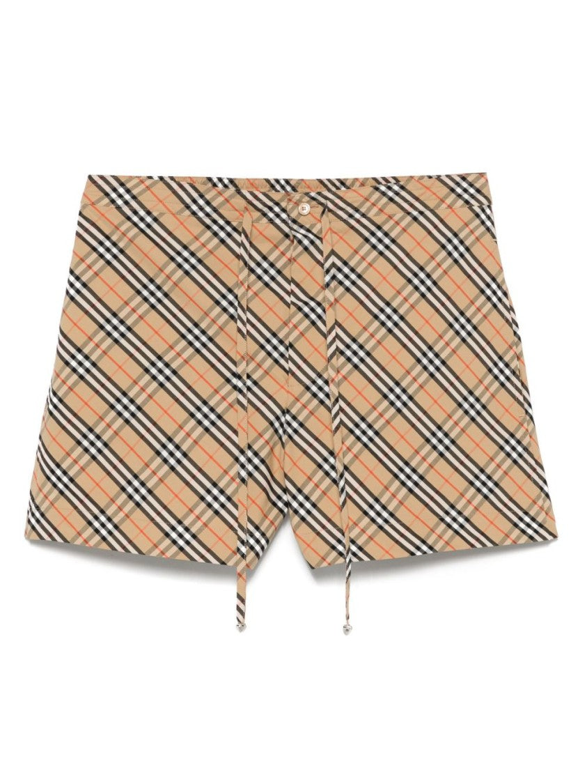 Burberry Beige Check Print Shorts