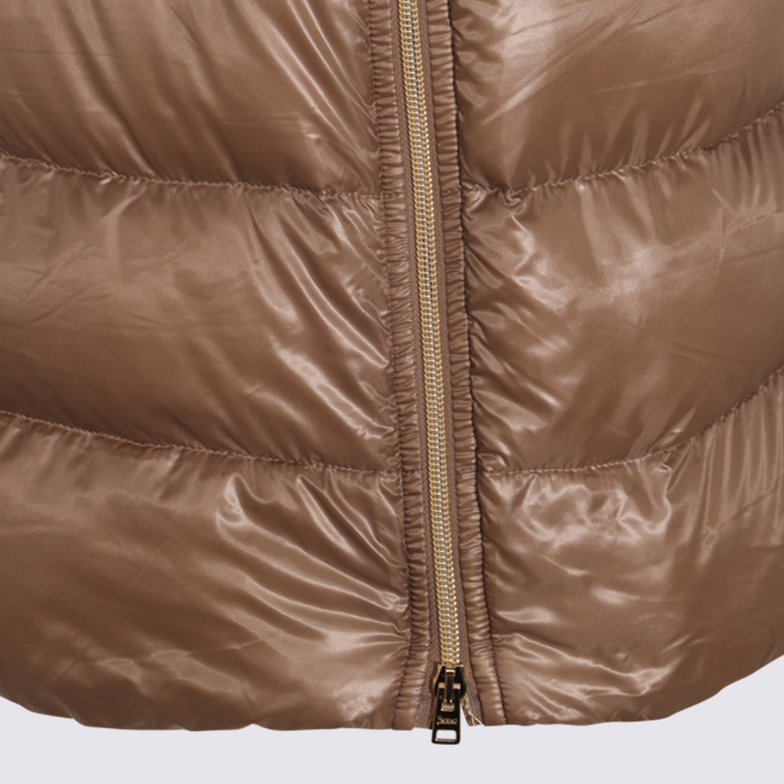 Herno Quilted Brown Jacket With Oversized Collar And Flared Hem
