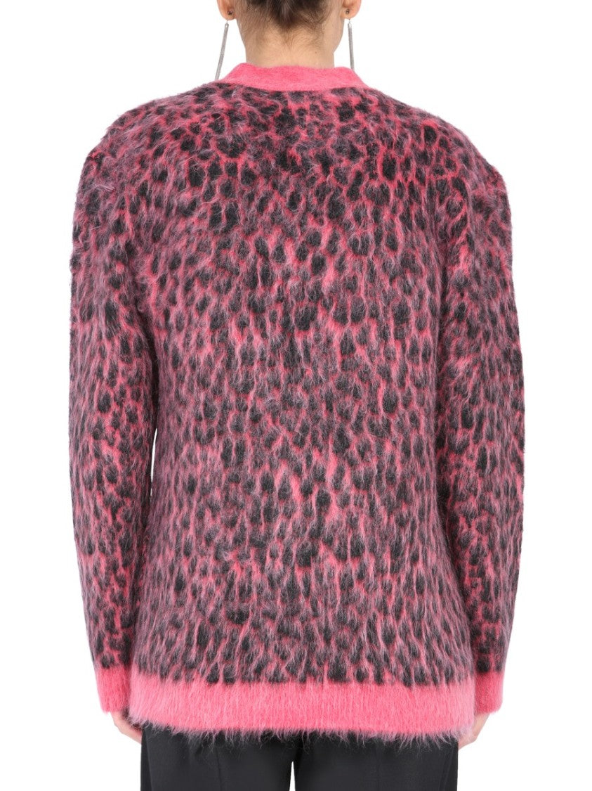 Saint Laurent Leopard Jacquard Cardigan