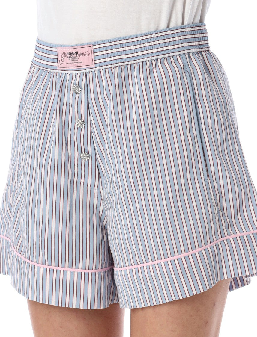 Ganni Candy-Striped Elasticated Shorts