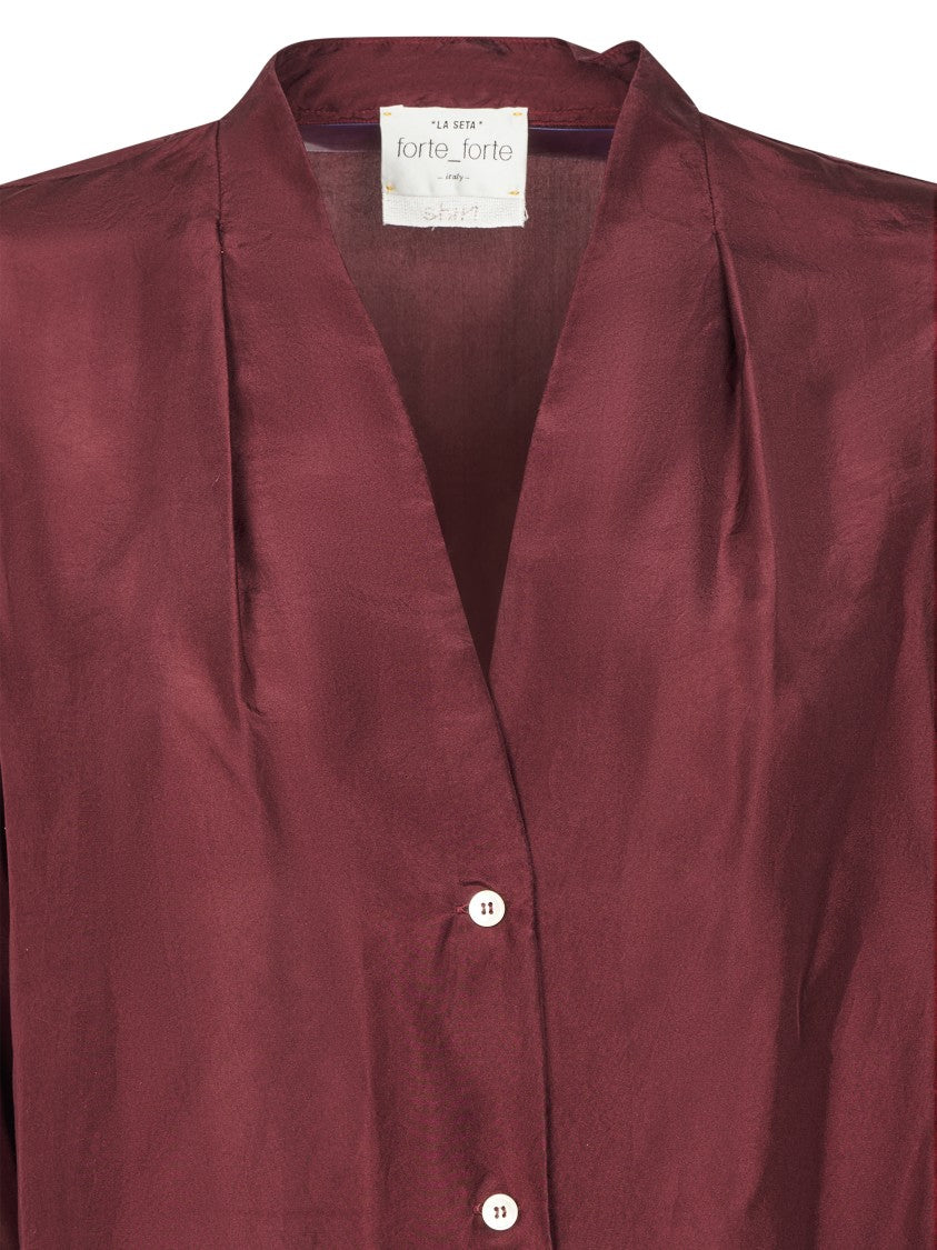 Forte Forte V-Neck Silk Shirt With Relaxed Fit