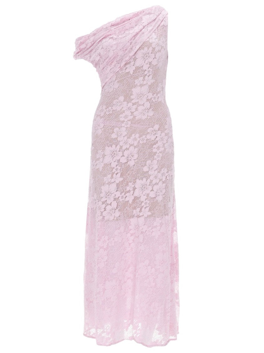 Self-Portrait Floral Lace Midi Dress With Asymmetrical One-Shoulder Neckline