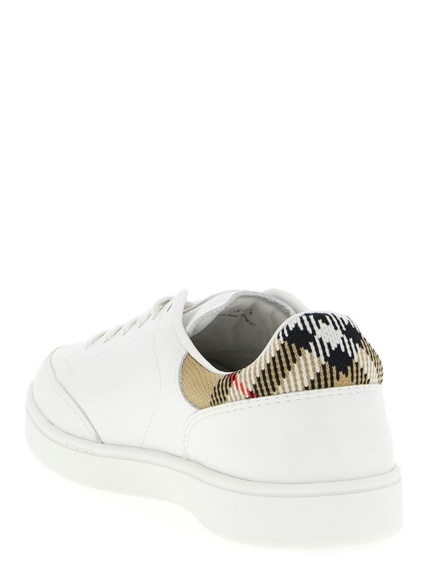 Burberry Leather Sneakers With Distinctive Check Fabric Detail