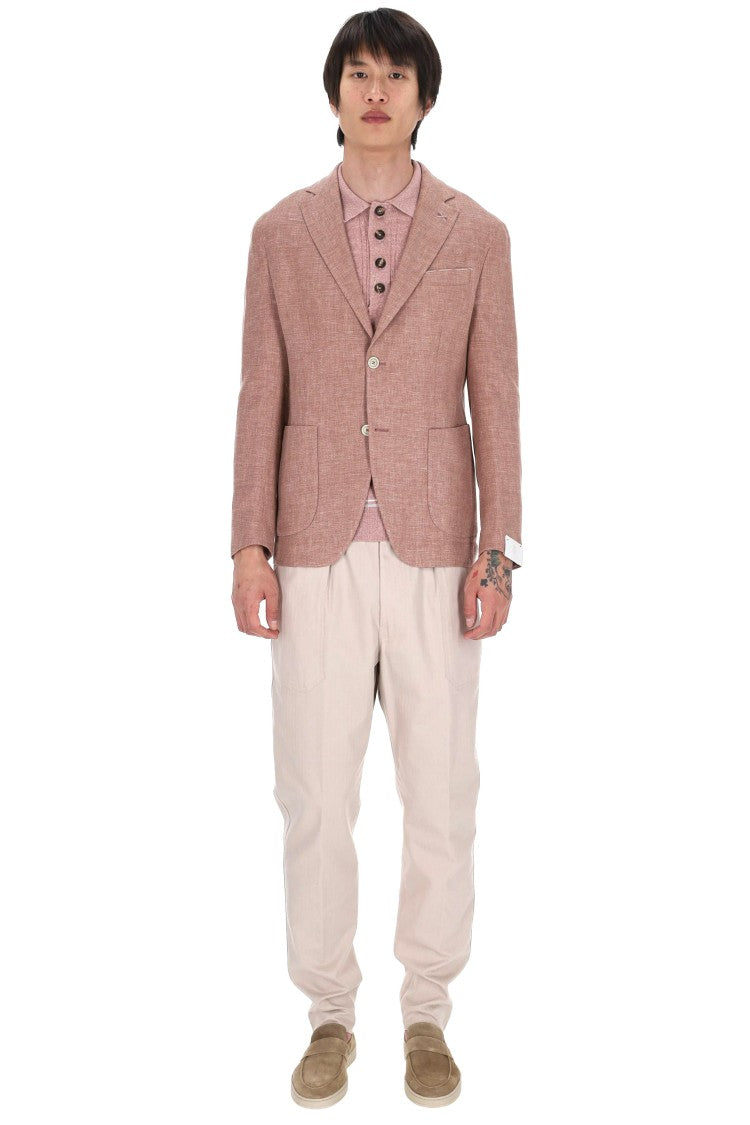 Eleventy Cross-Ply Salmon Linen-Wool-Silk Blazer