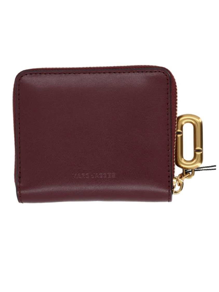 Marc Jacobs Burgundy Gold-Tone Accent Compact Leather Wallet