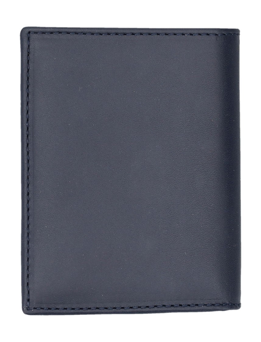 Comme Des Garçons Navy Leather Bi-Fold Cardholder With Multiple Slots