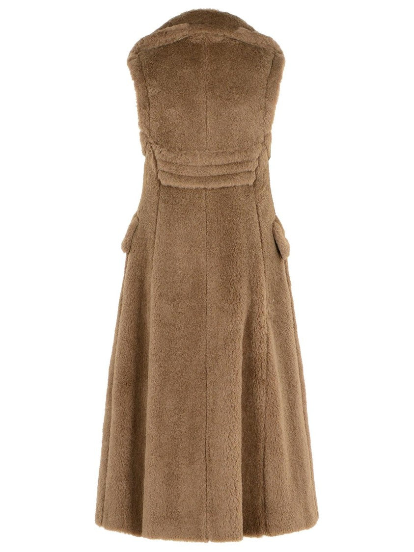 Max Mara 'Boario 1234' Sleeveless Coat In Alpaca And Brown Wool 'Teddy'