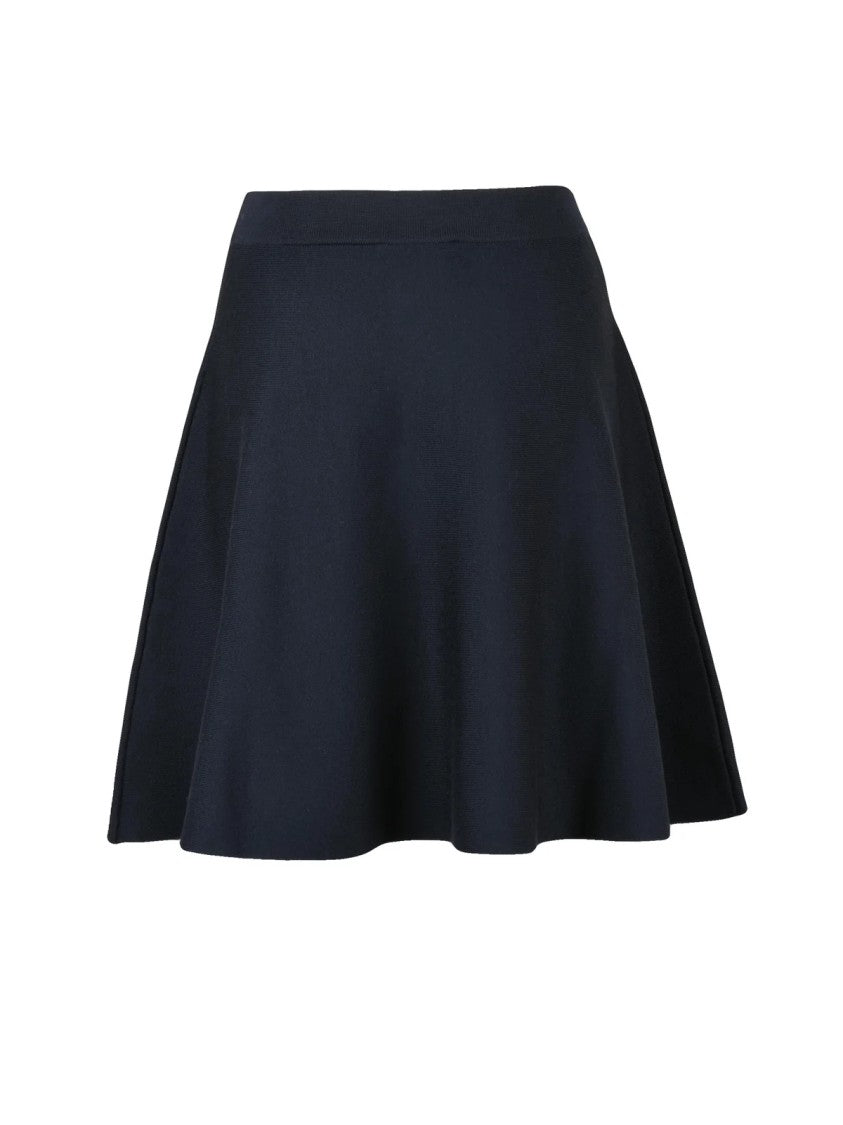 Max Mara Flared Virgin Wool Knit Skirt With Smooth Waistband