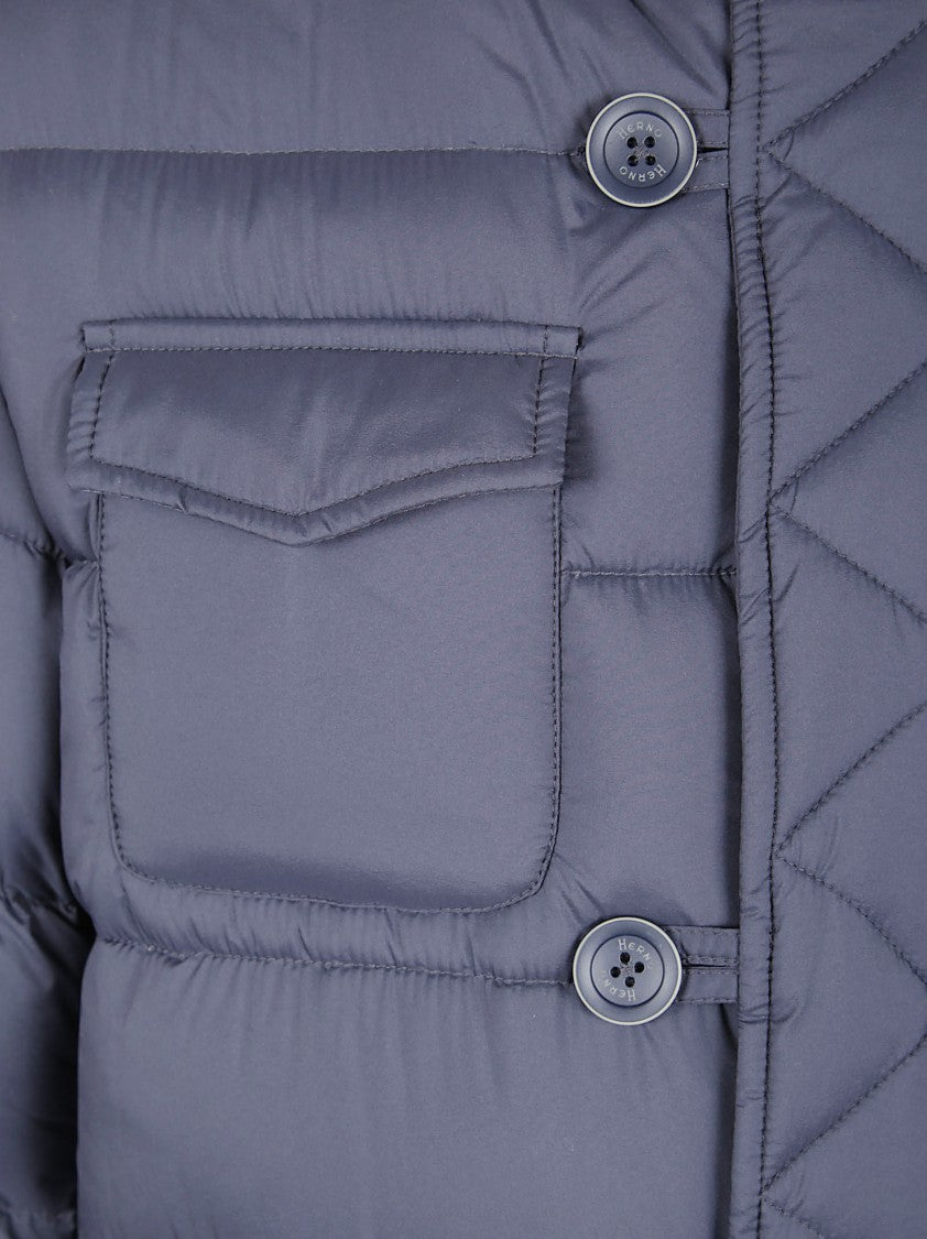 Herno Quilted Down Jacket With Adjustable Hood And Functional Pockets
