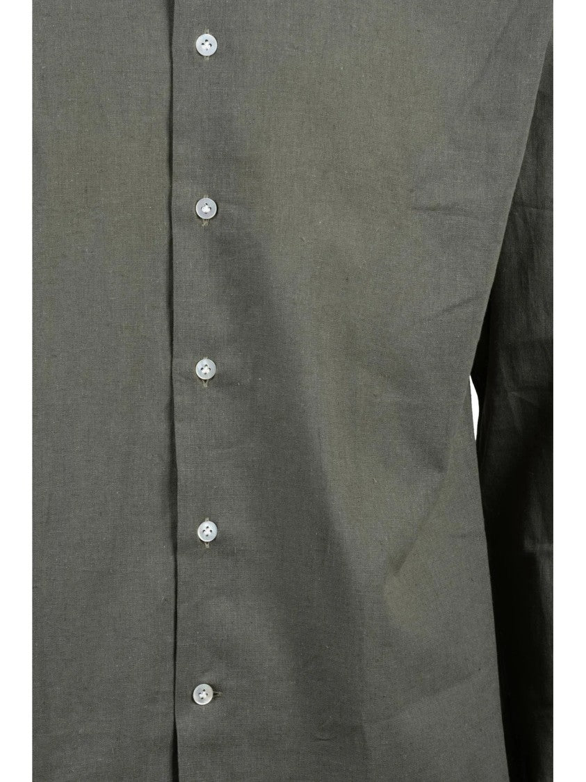 Borriello Green Cotton Linen Shirt