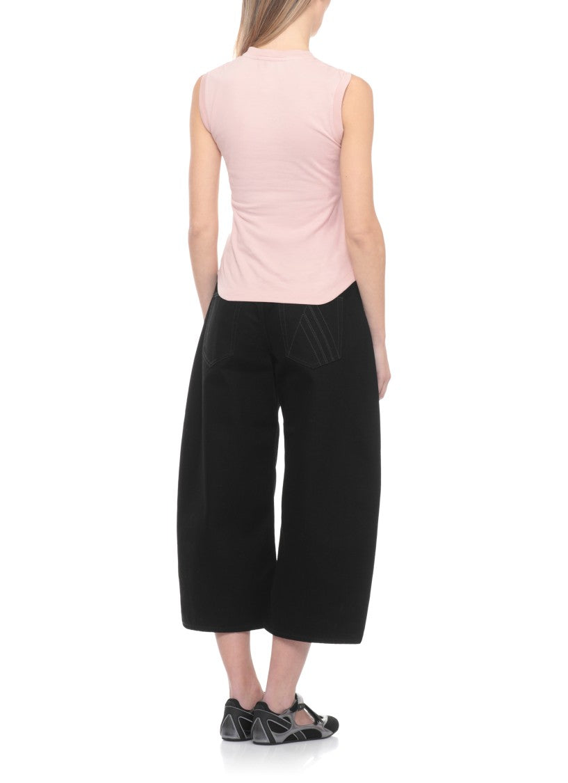 The Attico Pink Reese Embroidered Cotton Tank Top