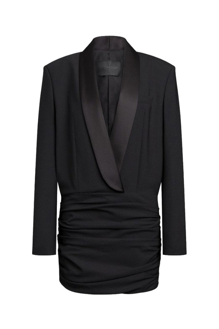 Dondup Black Satin-Shawl Blazer Polyester-Blend Mini Dress