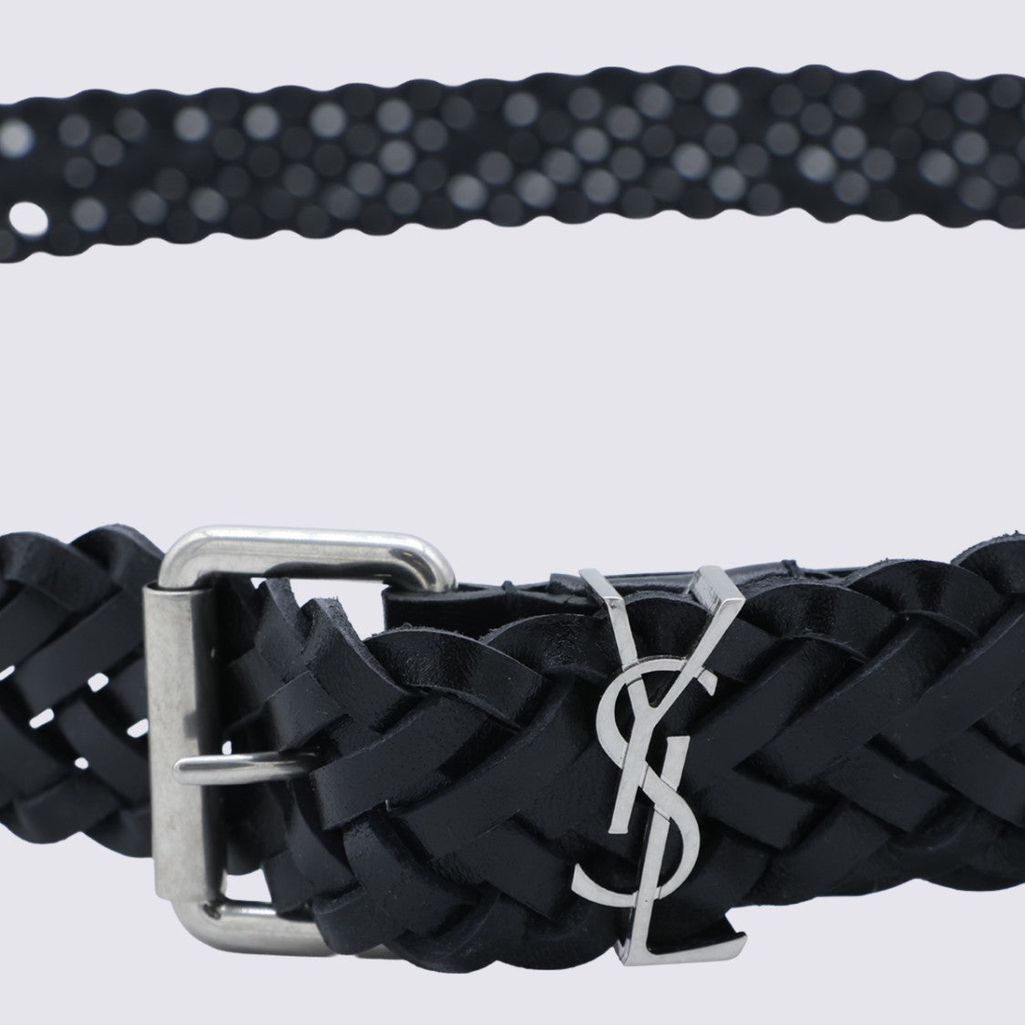 Saint Laurent Black Braided Leather Belt