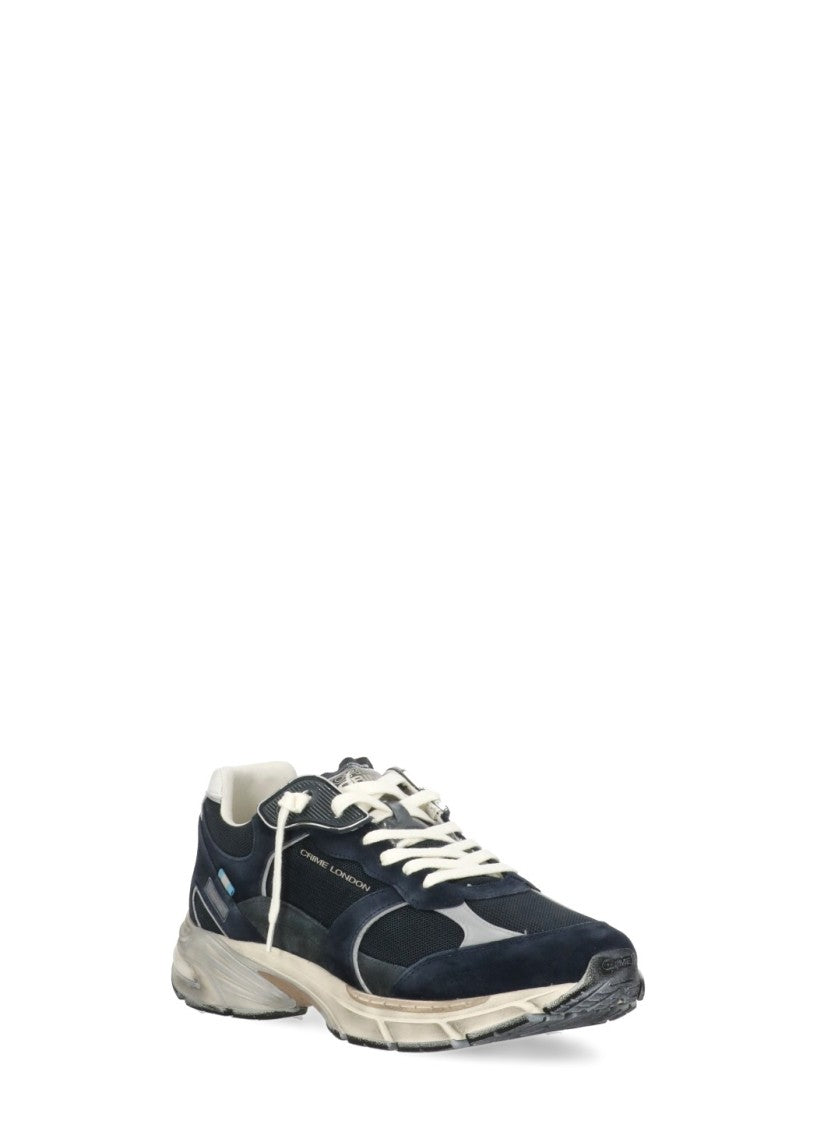 Crime London Blue Fugitivem 9094 Suede-Blend Sneakers