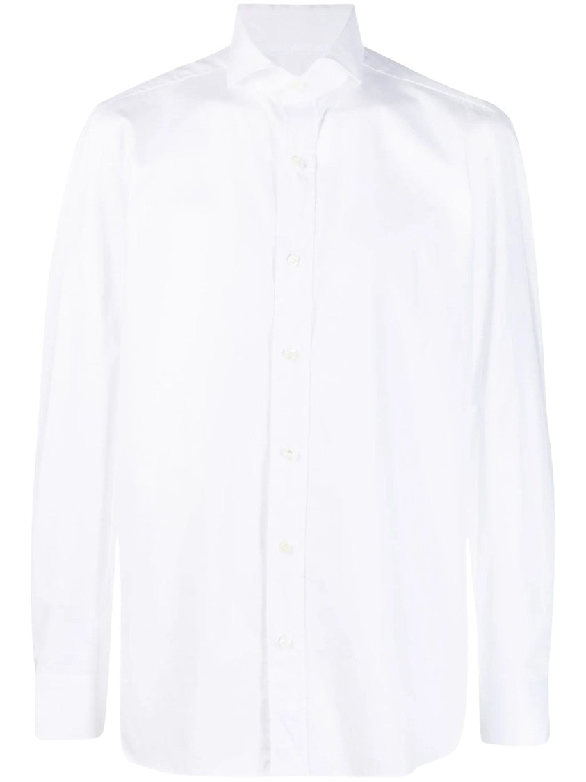 Borrelli Long-Sleeve Spread Collar Cotton Shirt With Tailored Fit