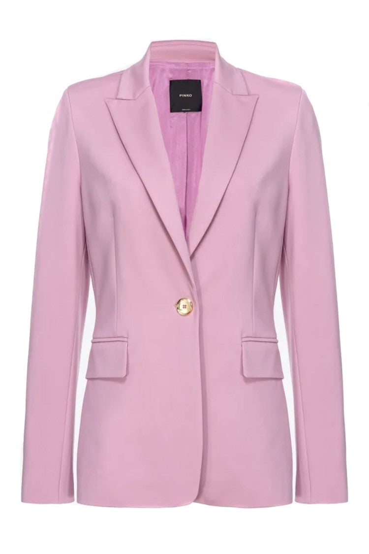 Pinko Pink Polyester-Elastane Peak-Lapel Blazer