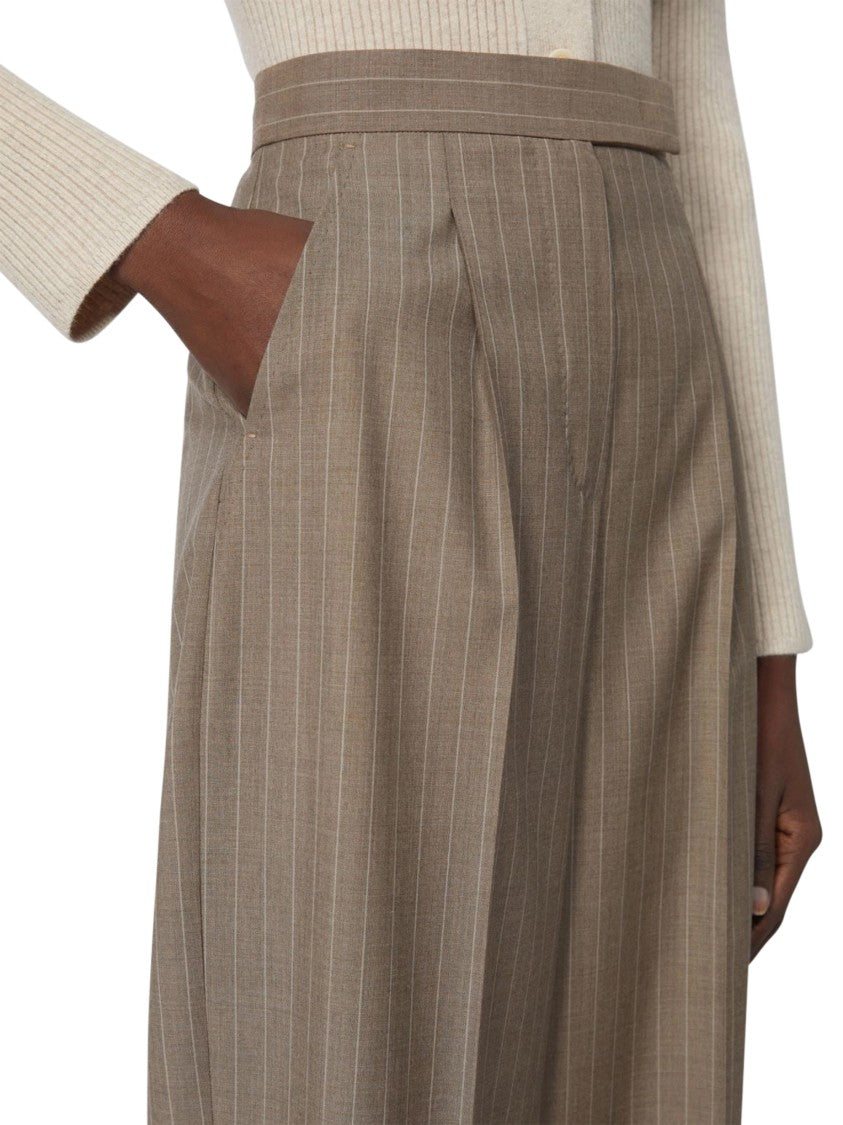 Max Mara Tailored Long Trousers With Vertical Pinstripes
