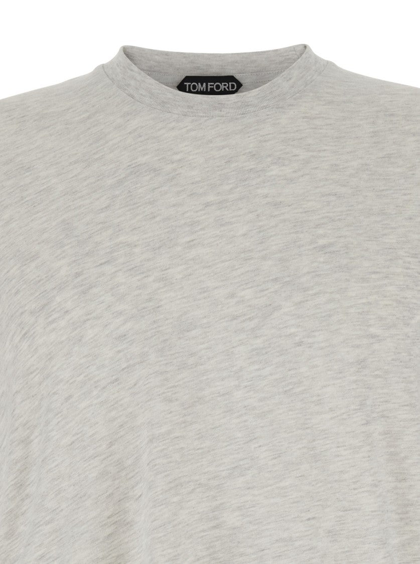 Tom Ford Grey Crewneck T-Shirt In Cotton Blend