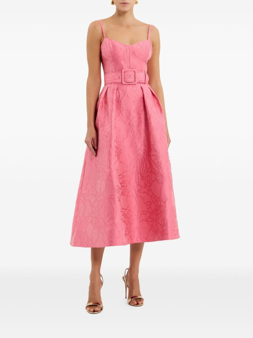 Rebecca Vallace Textured Floral Jacquard Midi Dress