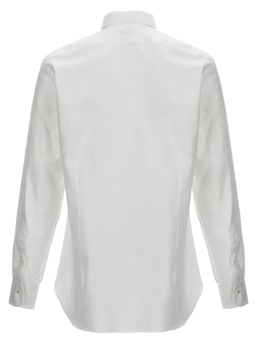 Barba Long Cuffed White Cotton Shirt