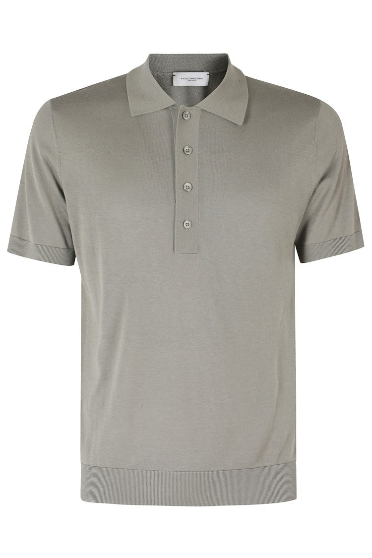 Paolo Pecora Green Classic Four-Buttons Silk-Blend Polo Shirt