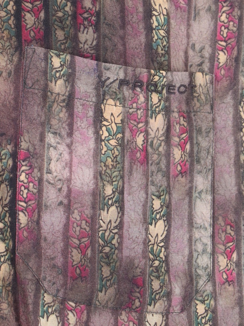 Y/Project Floral Motif Shirt In Brown Viscose