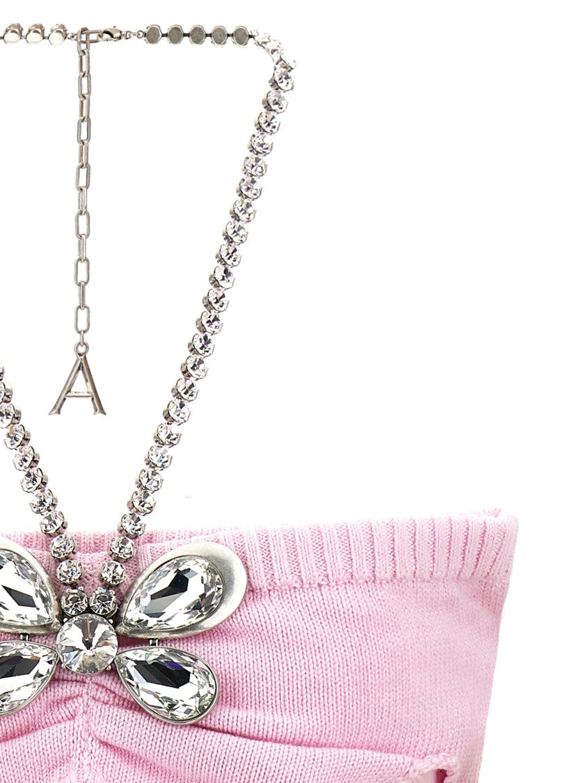 Area Crystal Butterfly Knit Bandeau' Top